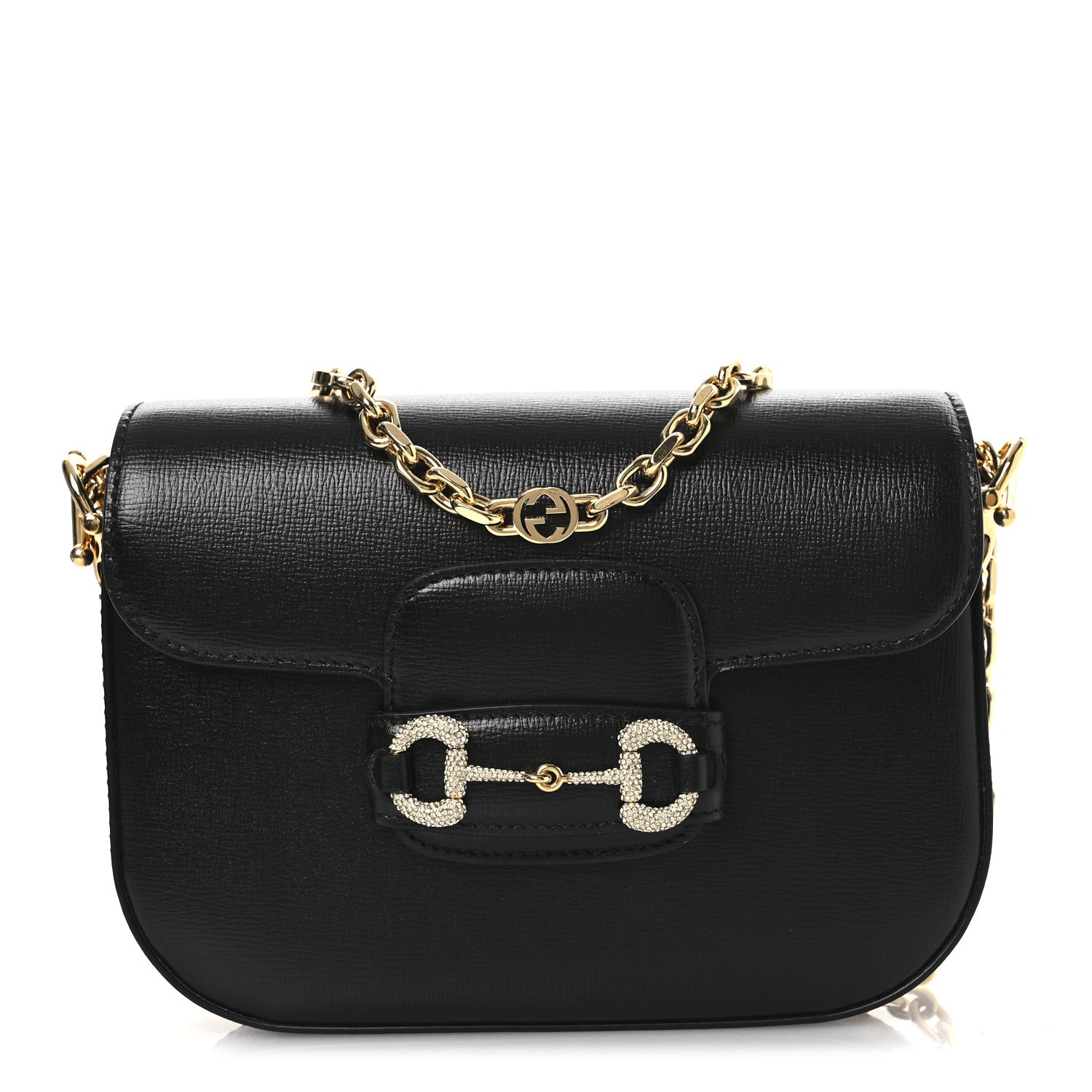 Gucci Azalea Calfskin Mini Crystal Horsebit 1955 Shoulder Bag Black 1 of 10