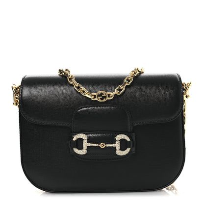 Gucci Azalea Calfskin Mini Crystal Horsebit 1955 Shoulder Bag Black 1 of 10