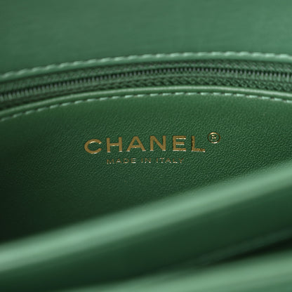 Chanel Lambskin Chevron Quilted Small Trendy CC Dual Handle Flap Bag Green 6 of 10
