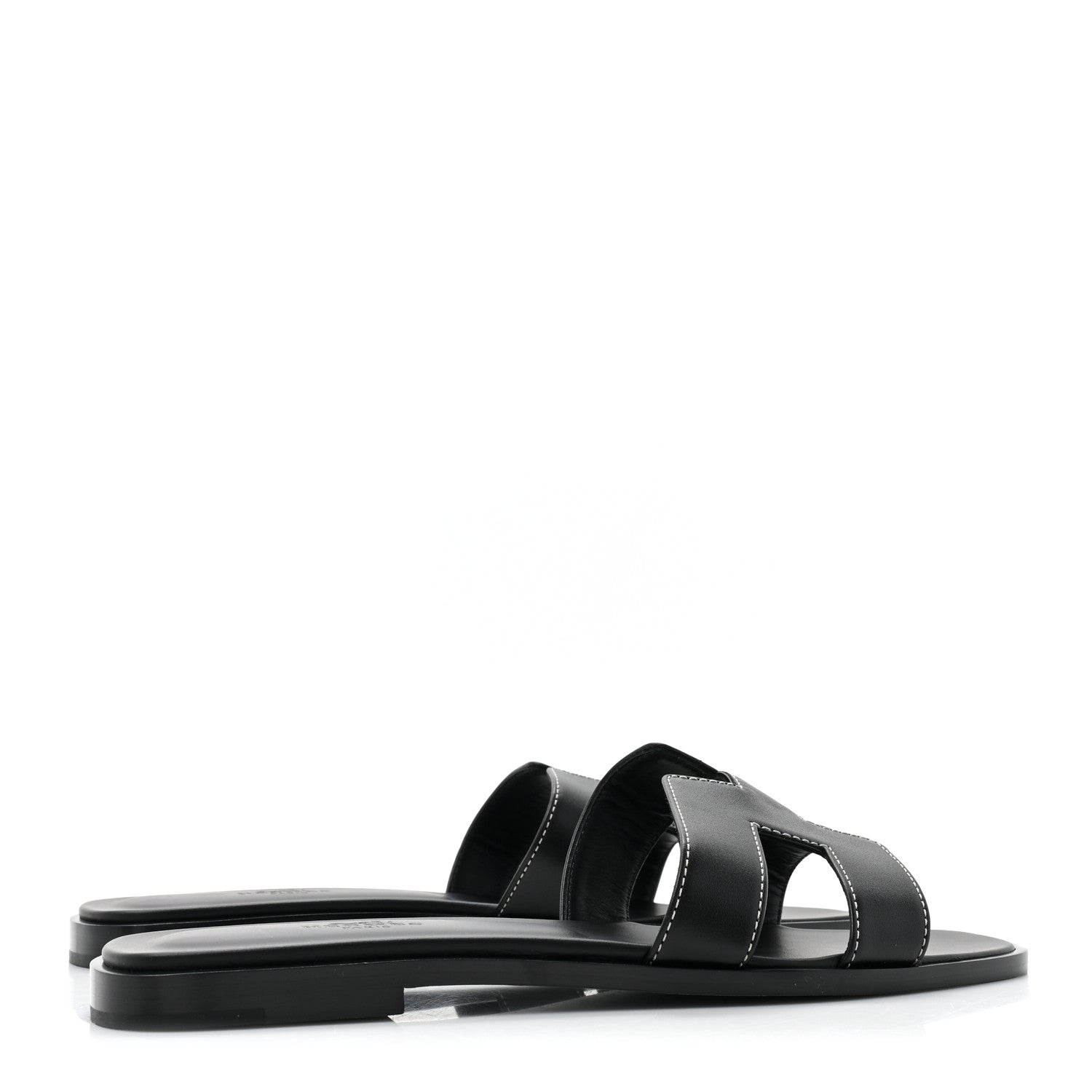 Hermes Box Calfskin Oran Sandals 38.5 Black 4 of 8
