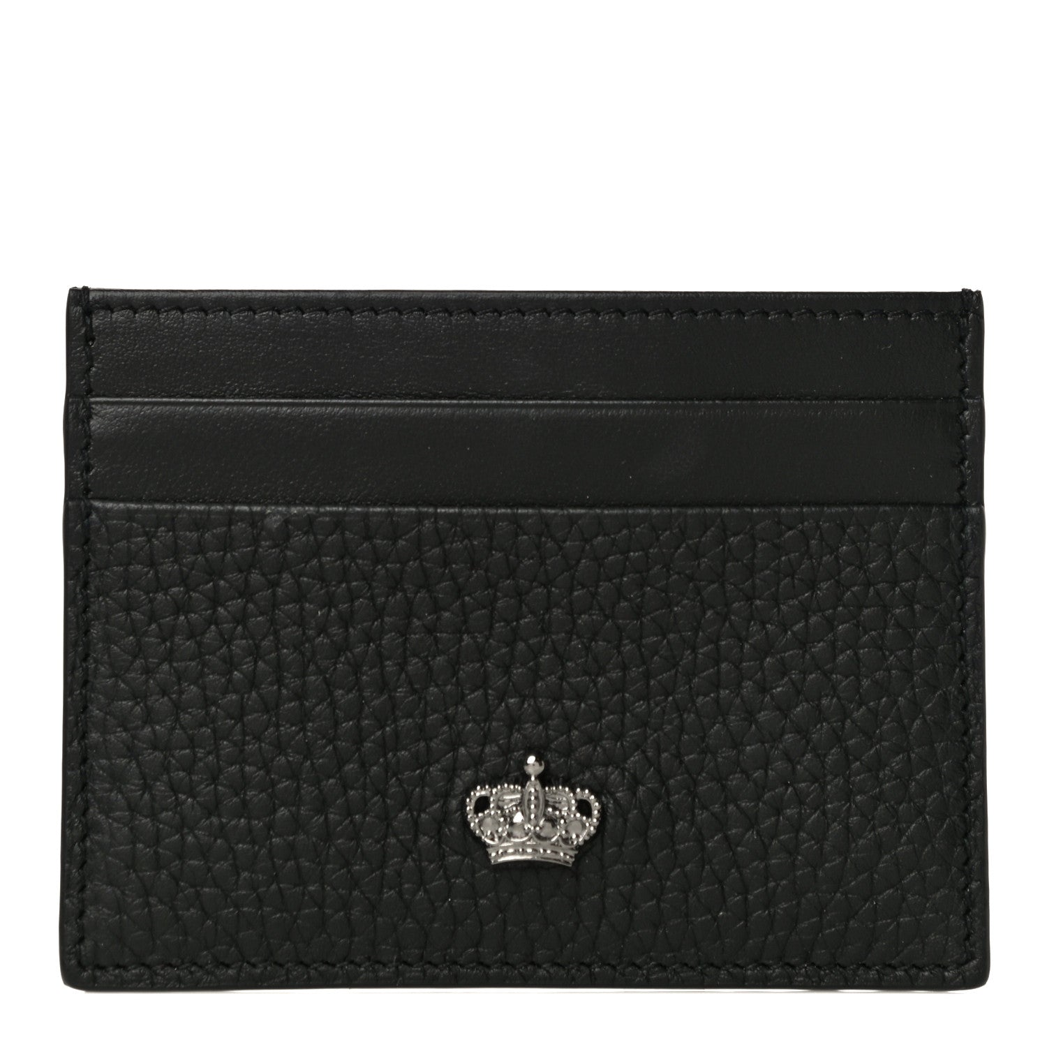 Dolce & Gabbana Grained Deerskin Crown Card Holder Black 1 of 11