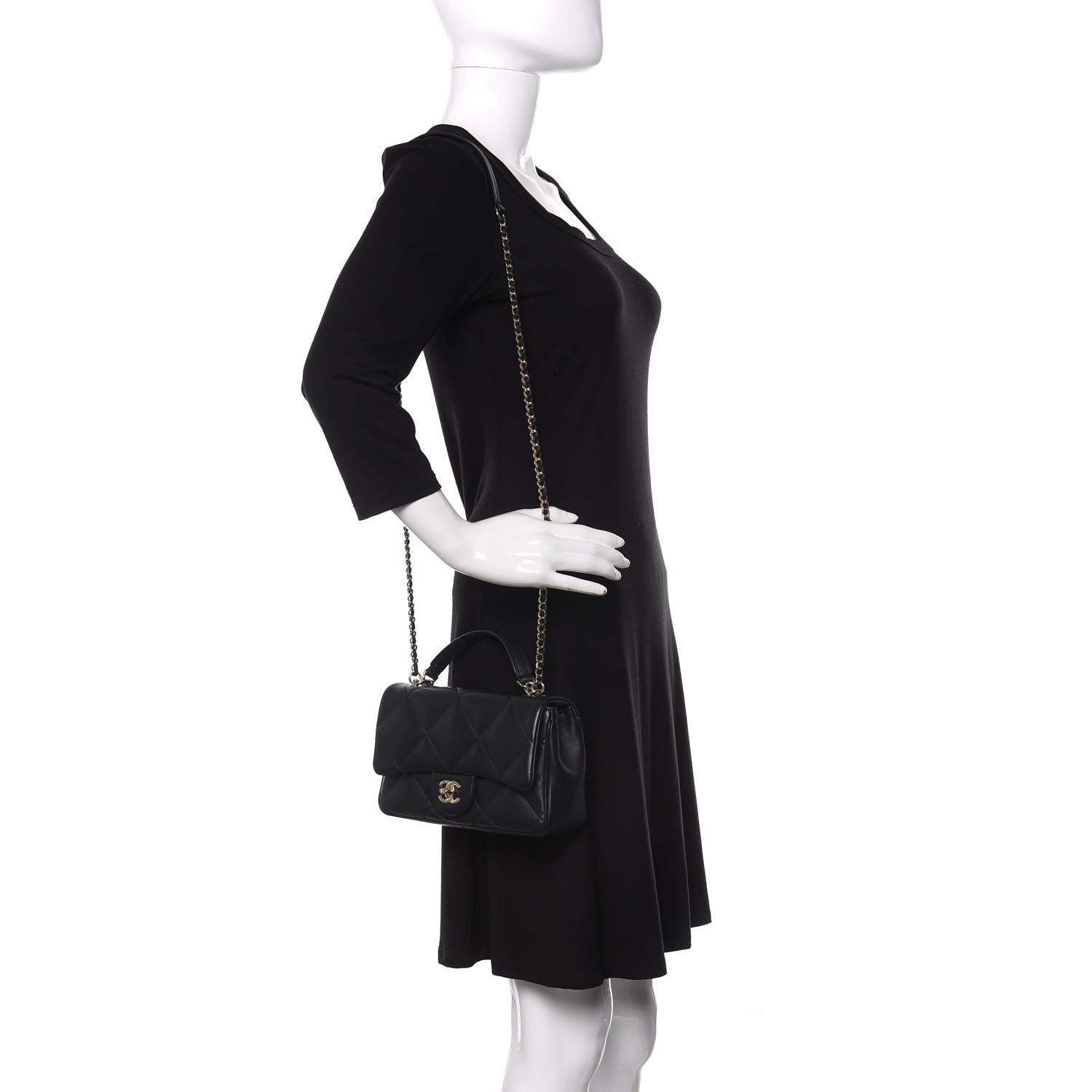 Chanel Lambskin Quilted Small Easy Carry Flap Navy 2 of 11