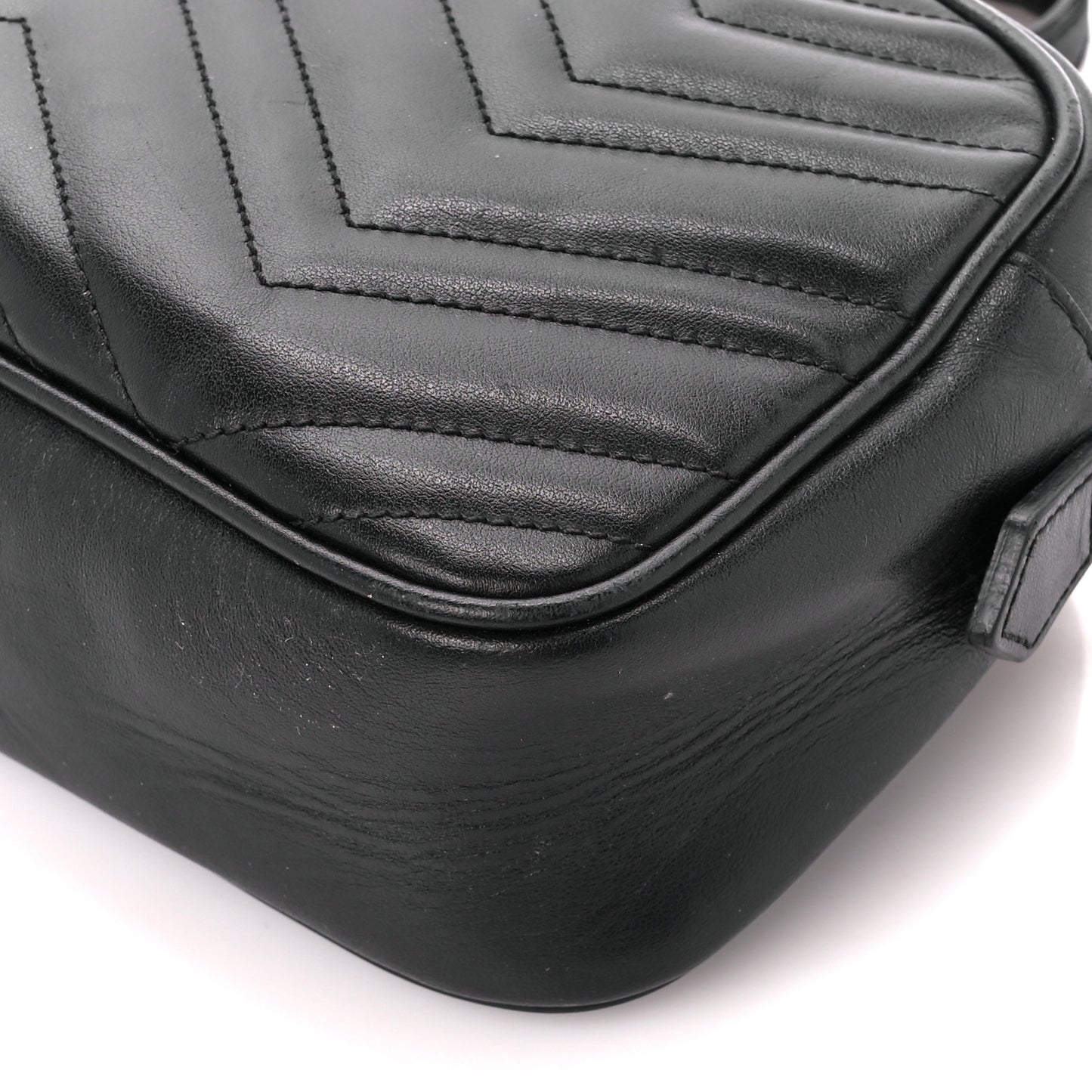 Calfskin Matelasse Small GG Marmont Chain Shoulder Bag Black