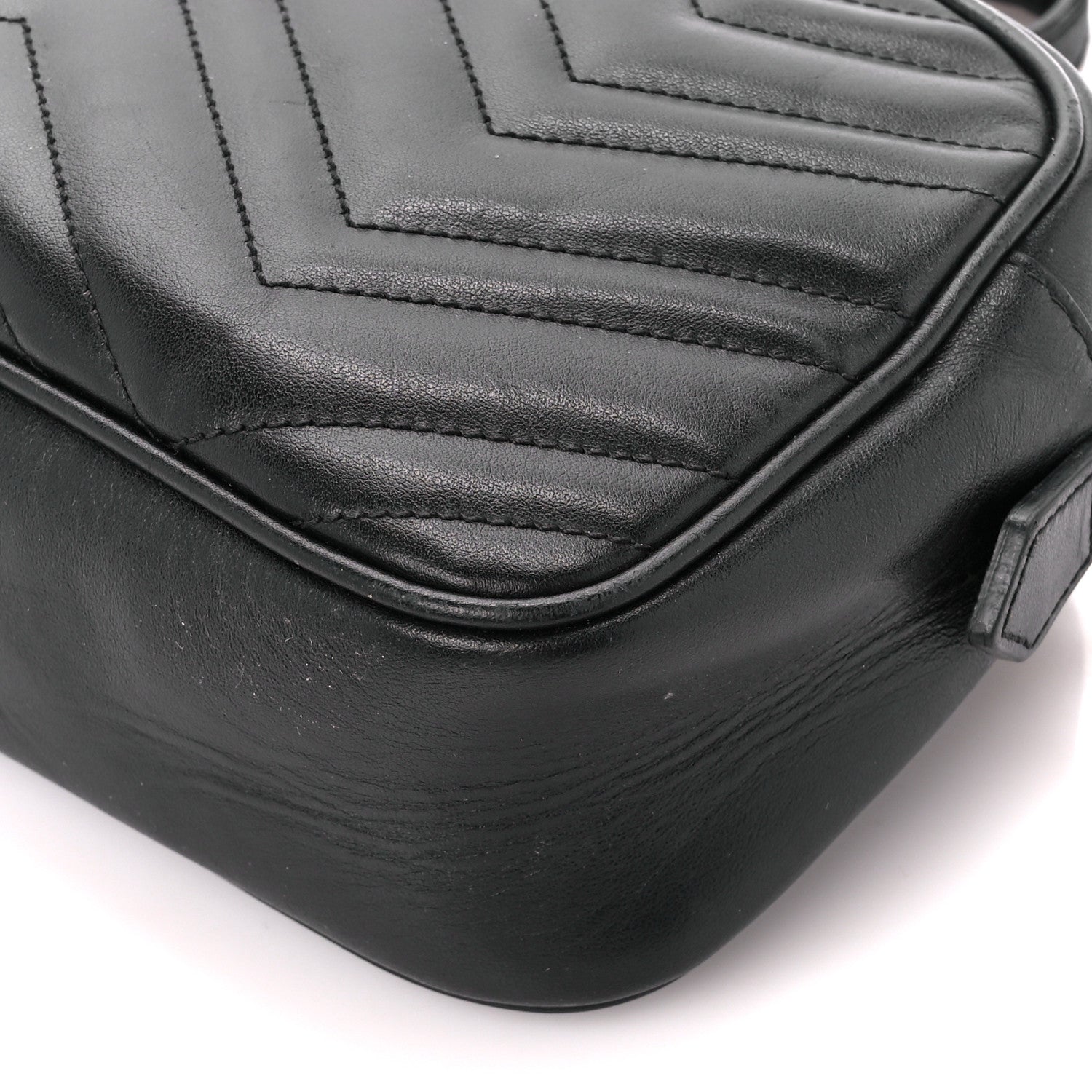 Gucci Calfskin Matelasse Small GG Marmont Chain Shoulder Bag Black 11 of 11