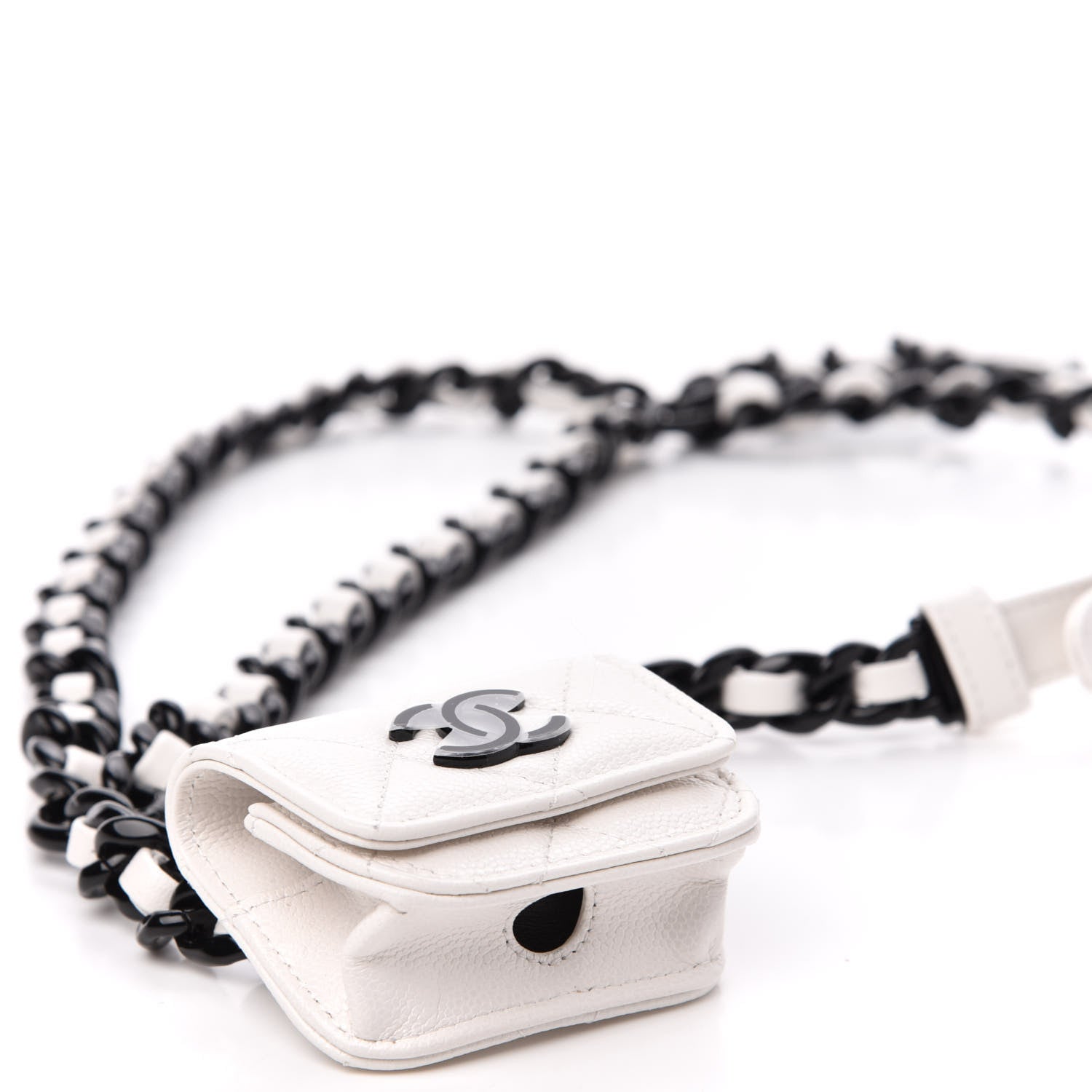Chanel Caviar Quilted Airpods Pro Holder Belt White 4 of 12