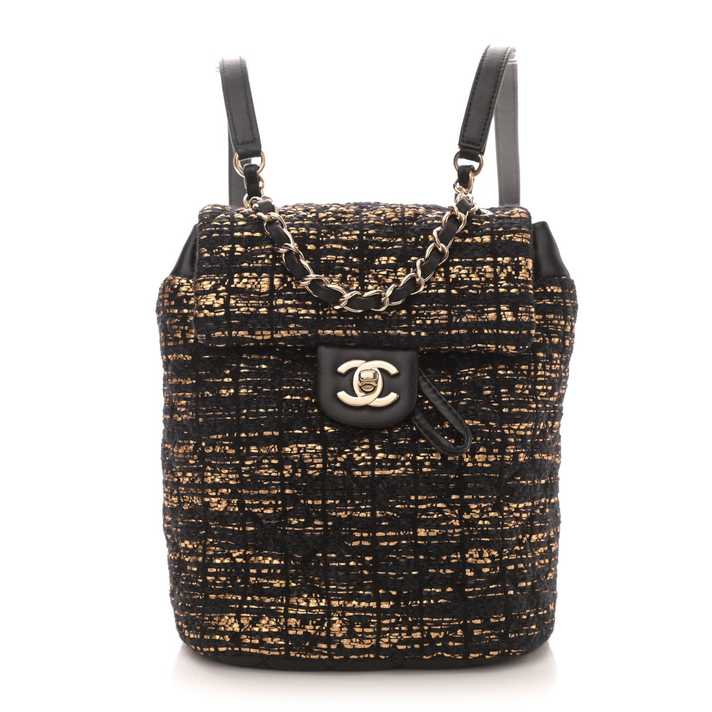 Tweed Quilted Mini Urban Spirit Backpack Black Gold