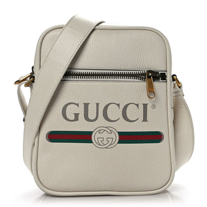 Gucci Grained Calfskin Logo Messenger Bag White 1 of 9