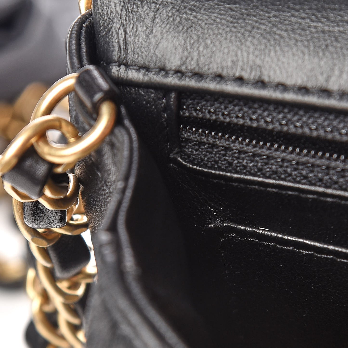 Lambskin Quilted Mini Rectangular Flap Black