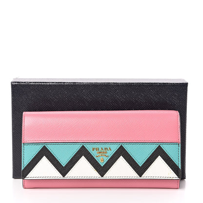 Prada Saffiano Greche Flap Continental Wallet Begonia Giada 9 of 9