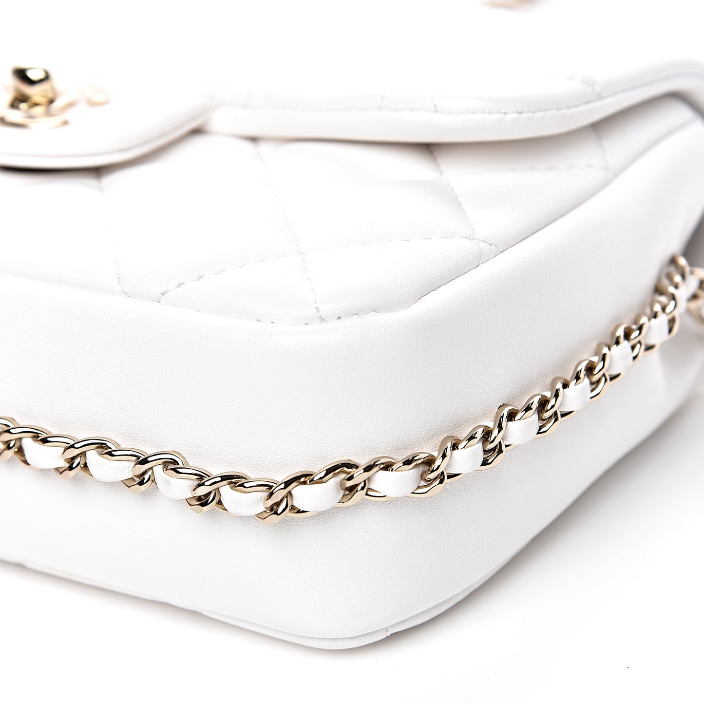 Lambskin Quilted Small My Precious Flap White