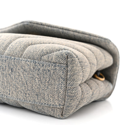 Saint Laurent Denim Y Quilted Monogram Toy Loulou Crossbody Bag Grey 10 of 11