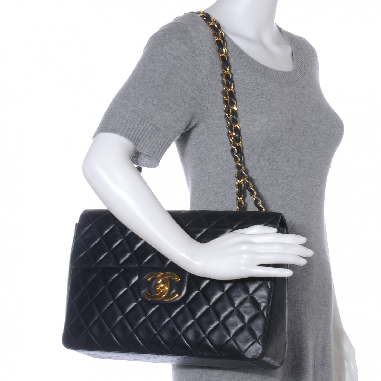 Lambskin XL Jumbo Flap Black