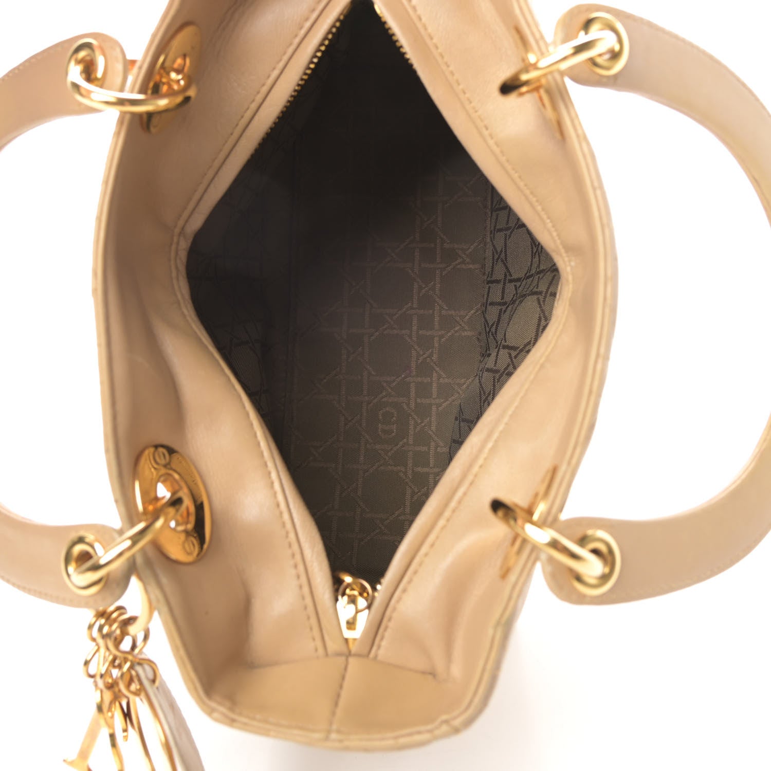 Christian Dior Lambskin Cannage Medium Lady Dior Beige 5 of 18