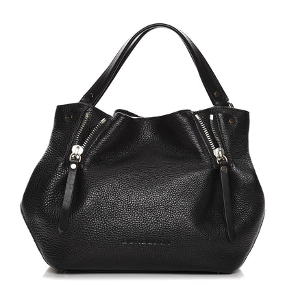 Burberry Grainy Calfskin House Check Small Maidstone Black 1 of 7