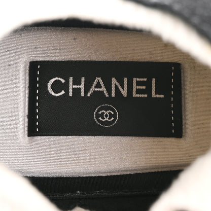 Chanel Fabric Suede Calfskin CC Sneakers 38 White Black 7 of 9