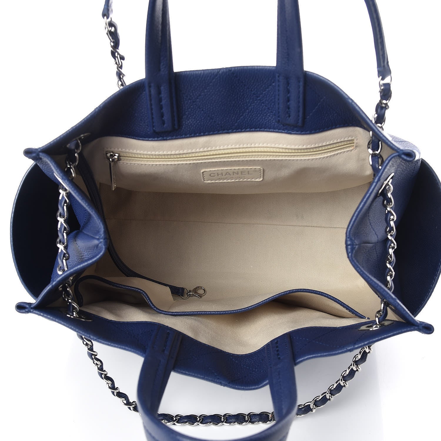 Chanel Grained Calfskin Small CC Pocket Tote Blue 7 of 22