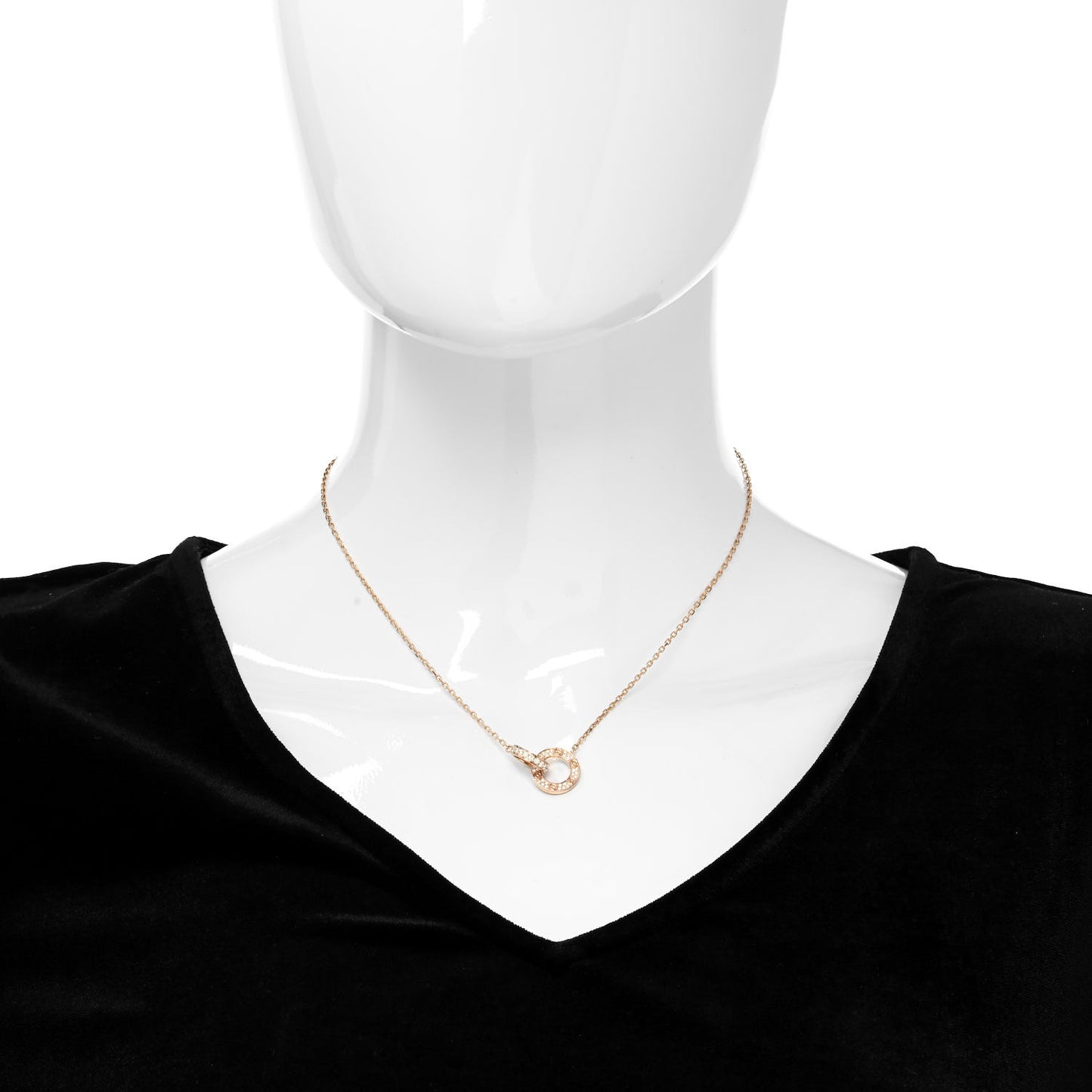 18K Pink Gold Diamond Interlocking LOVE Paved Necklace