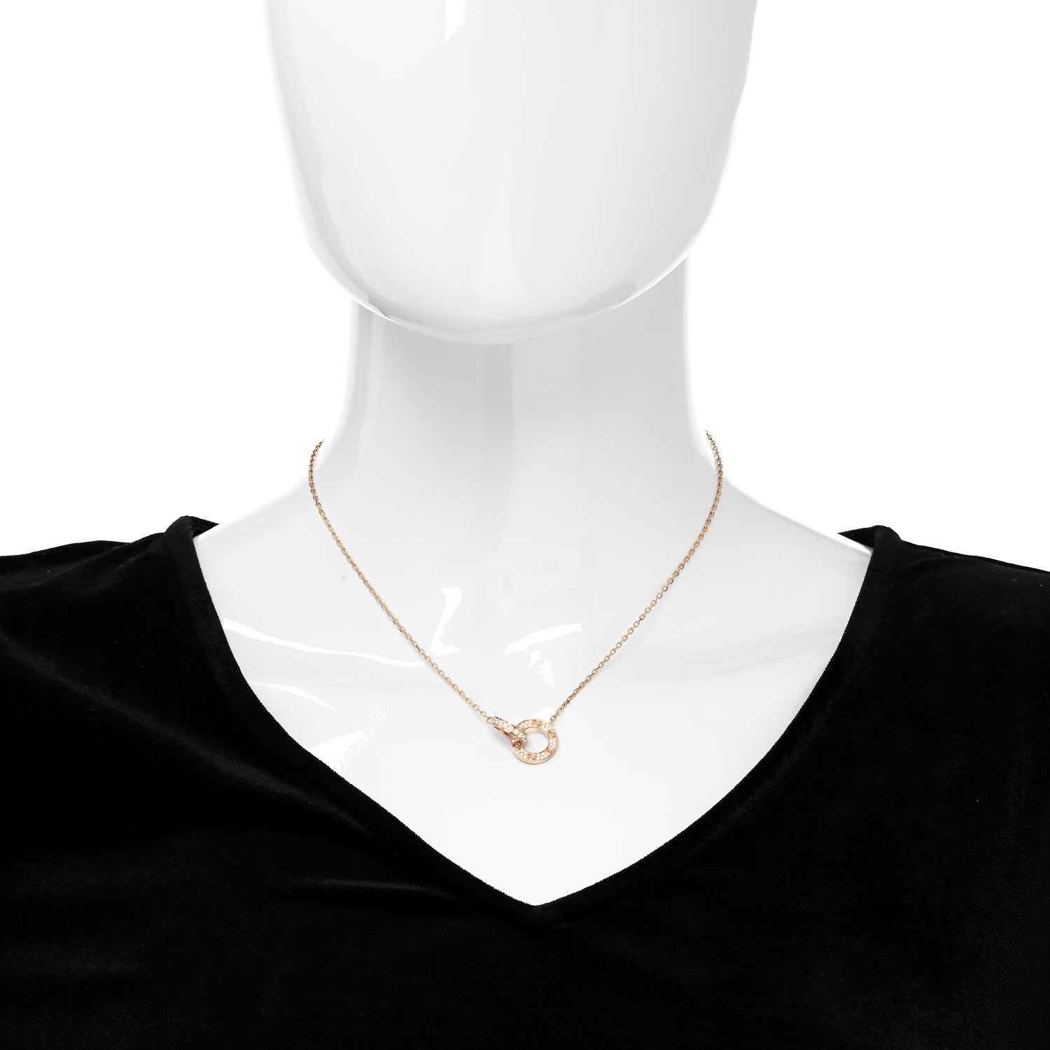 Cartier 18K Pink Gold Diamond Interlocking LOVE Paved Necklace 2 of 4
