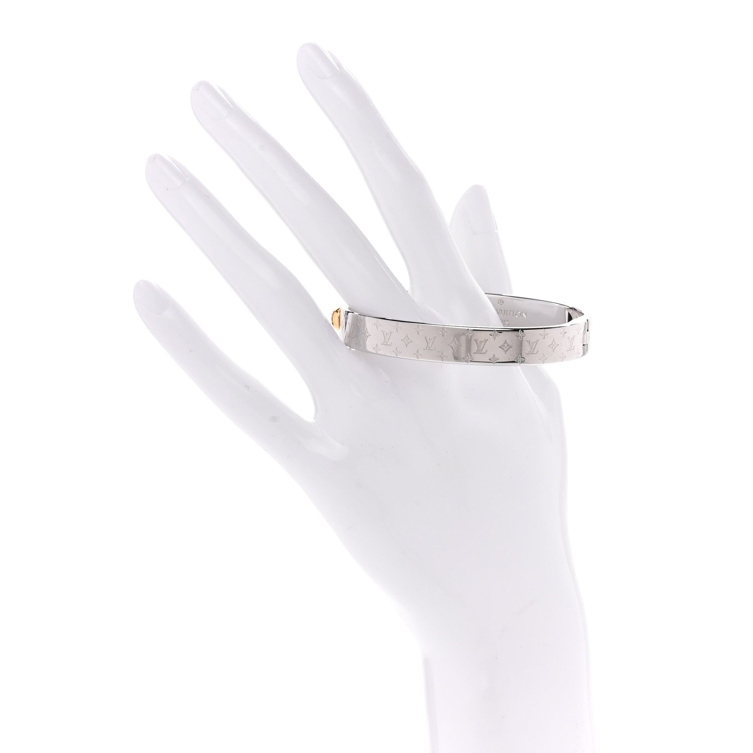 Louis Vuitton Brass Palladium Plated Nanogram Cuff M Silver 2 of 5