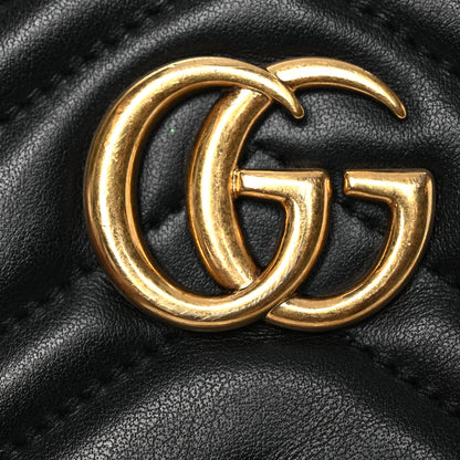 Gucci Calfskin Matelasse Mini GG Marmont Chain Shoulder Bag Black 14 of 15