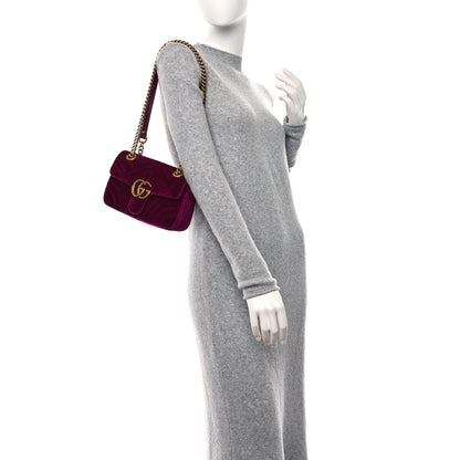 Gucci Velvet Matelasse Mini GG Marmont Shoulder Bag Fuchsia Violet Cyclamen 2 of 10