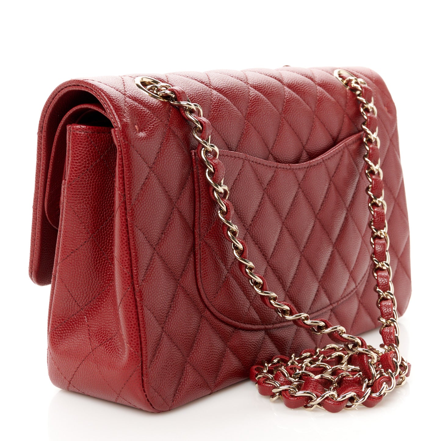 Caviar Quilted Medium Double Flap Burgundy