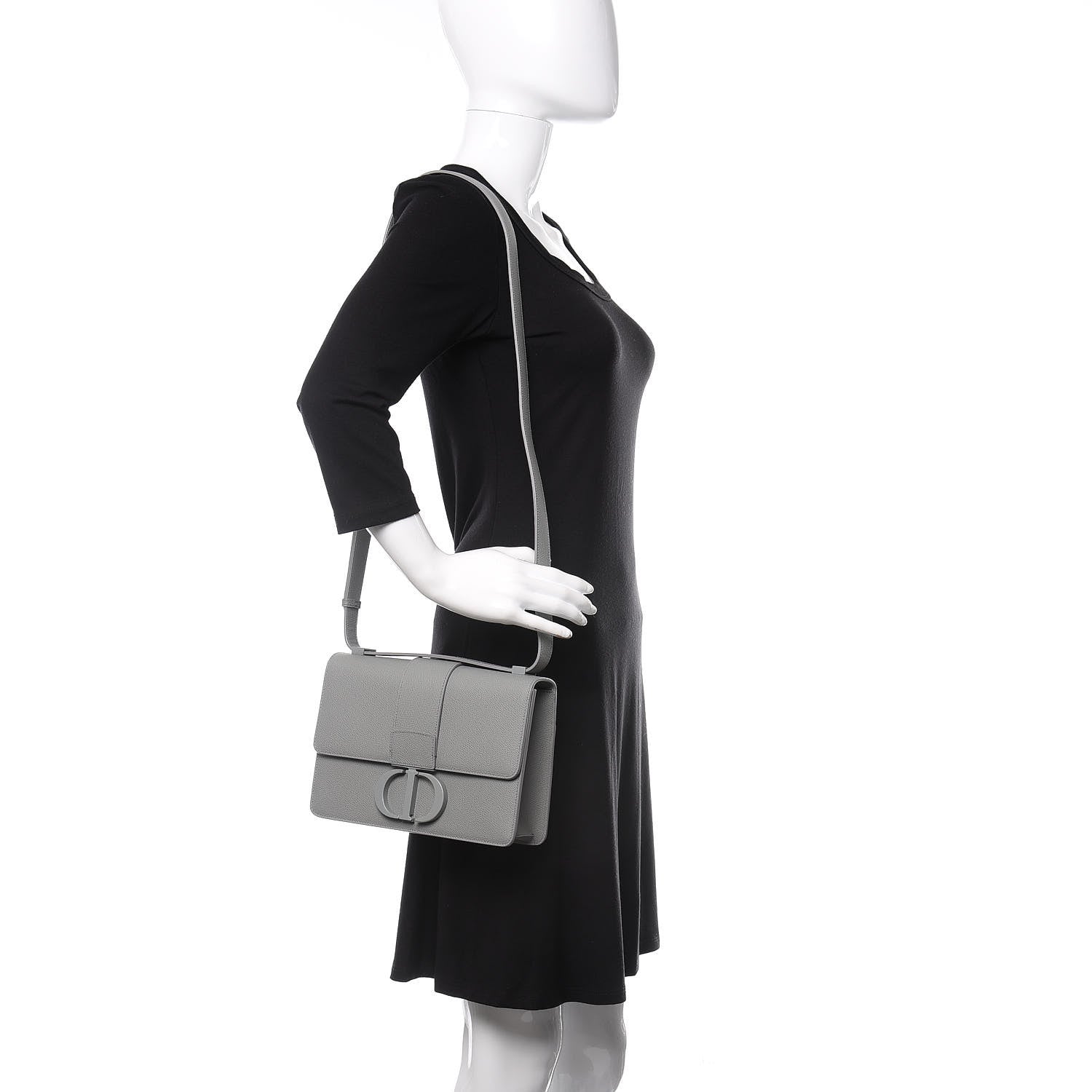 Christian Dior Ultra Matte Grained Calfskin 30 Montaigne Flap Bag Grey 2 of 10