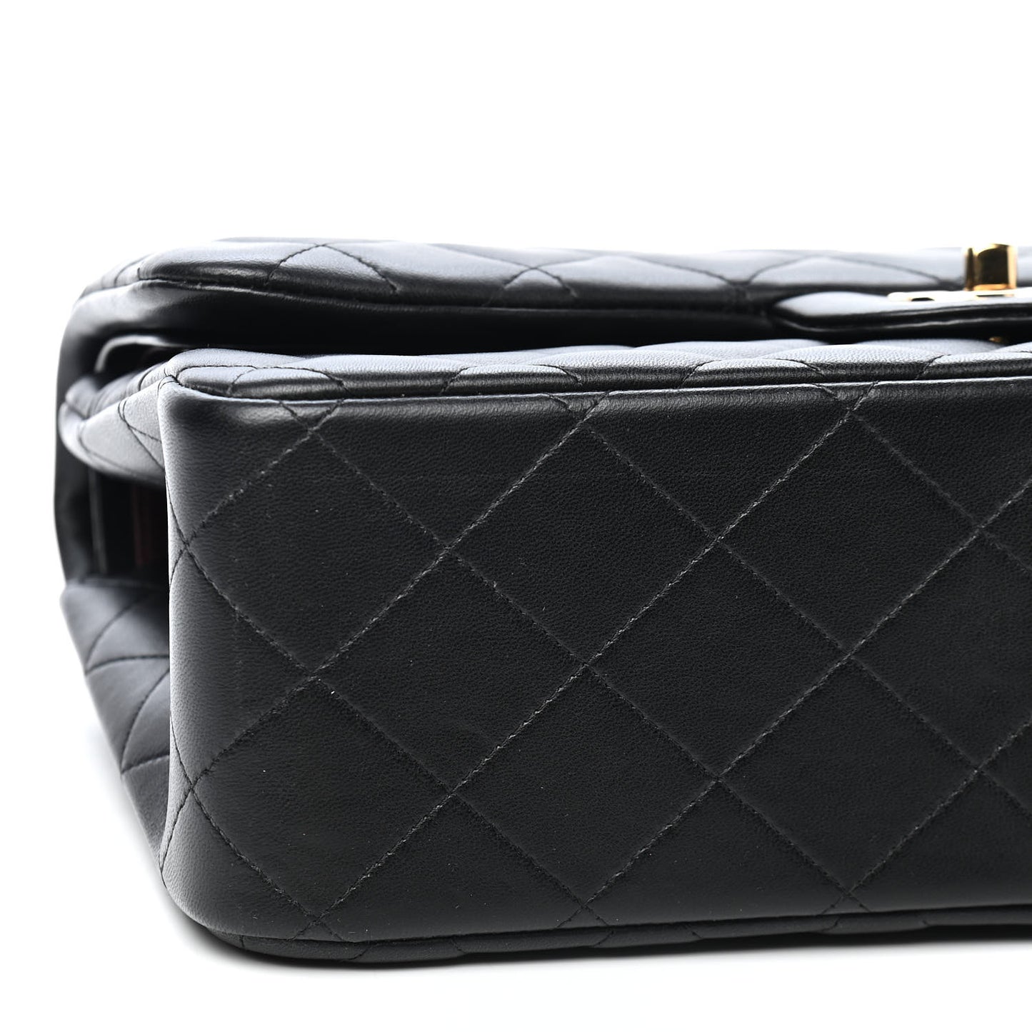 Lambskin Quilted Jumbo Double Flap Black