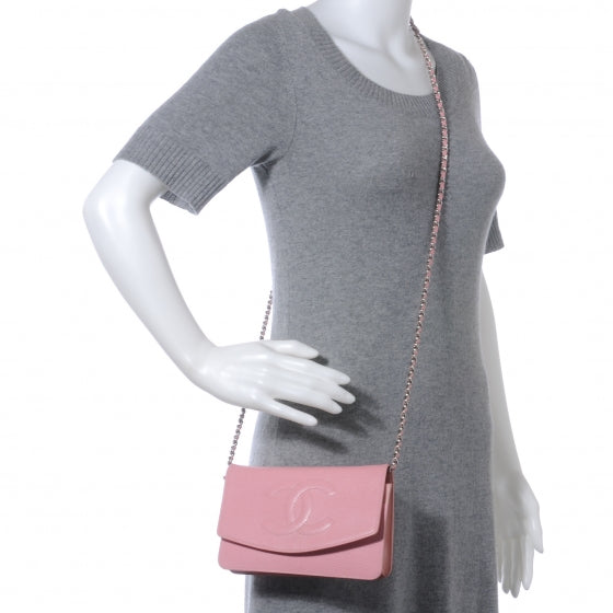 Chanel Caviar Wallet on Chain WOC Pink 2 of 7