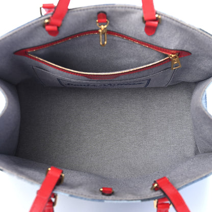 Louis Vuitton Denim Damier Monogram Onthego Blue Rouge 5 of 9