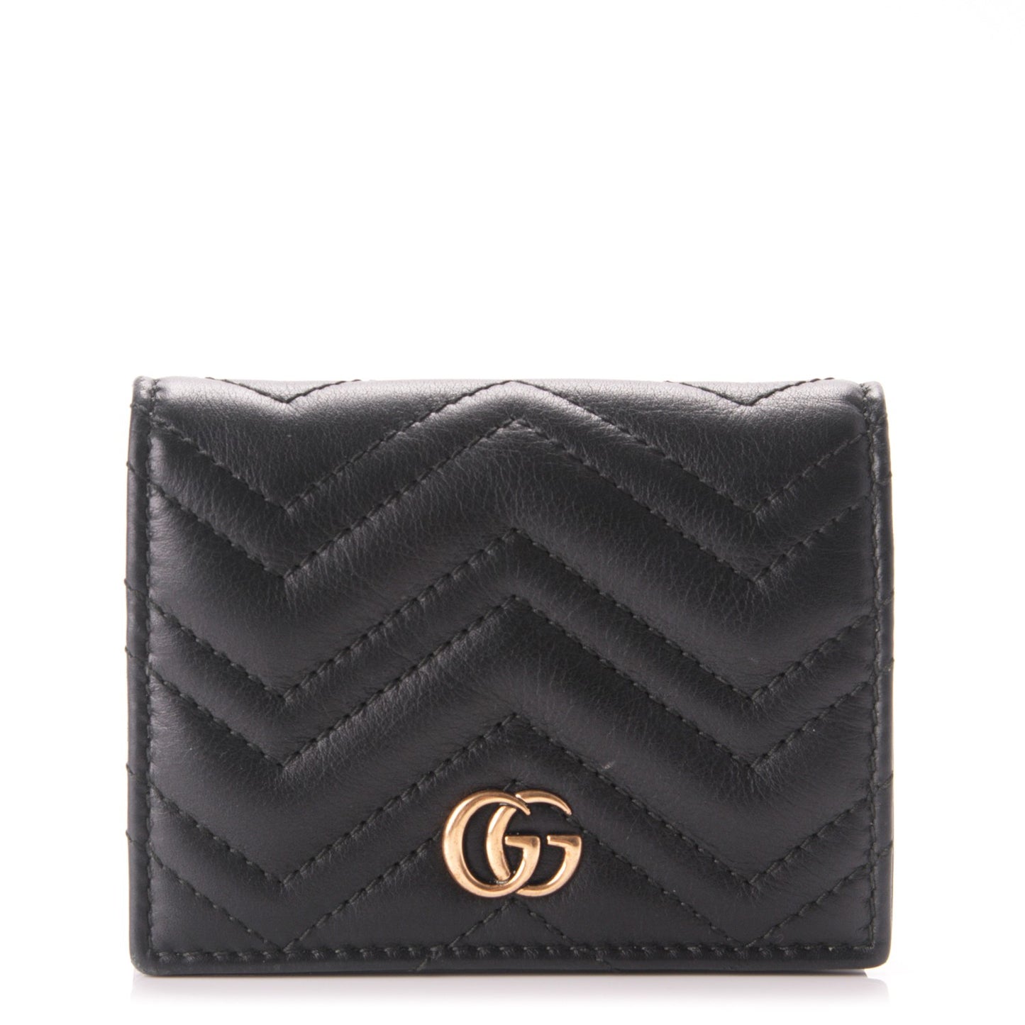 Calfskin Matelasse GG Marmont Card Case Black