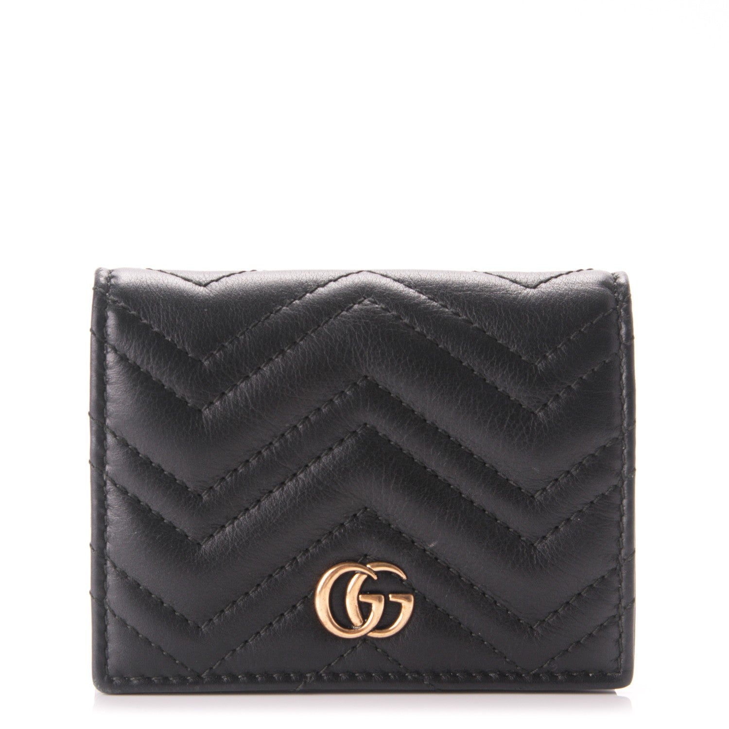 Gucci Calfskin Matelasse GG Marmont Card Case Black 1 of 7