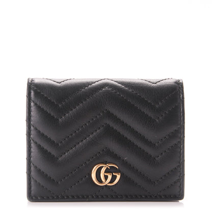 Gucci Calfskin Matelasse GG Marmont Card Case Black 1 of 7