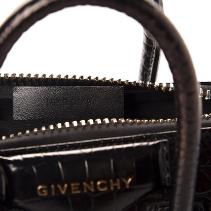 Givenchy Calfskin Crocodile Embossed Mini Antigona Black 9 of 10