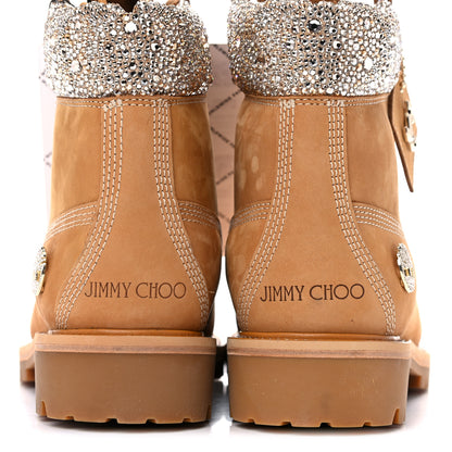 Jimmy Choo X TIMBERLAND Nubuck Swarovski Crystal Mens Ankle Boots 7 Wheat 7 of 11