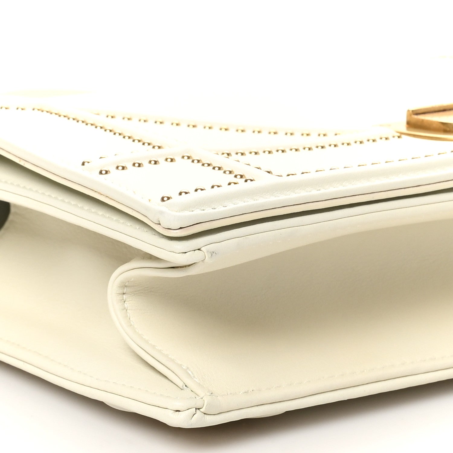 Christian Dior Lambskin Studded Medium Diorama Flap Bag Latte 9 of 10