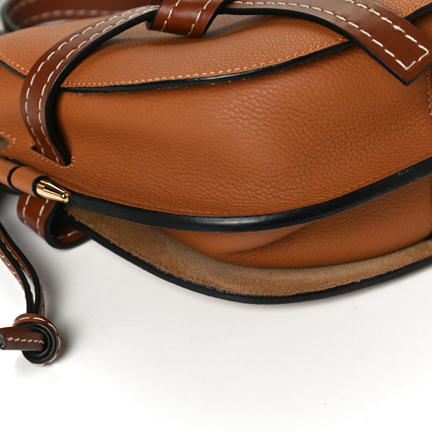 Grained Calfskin Small Gate Crossbody Bag Caramel Pecan