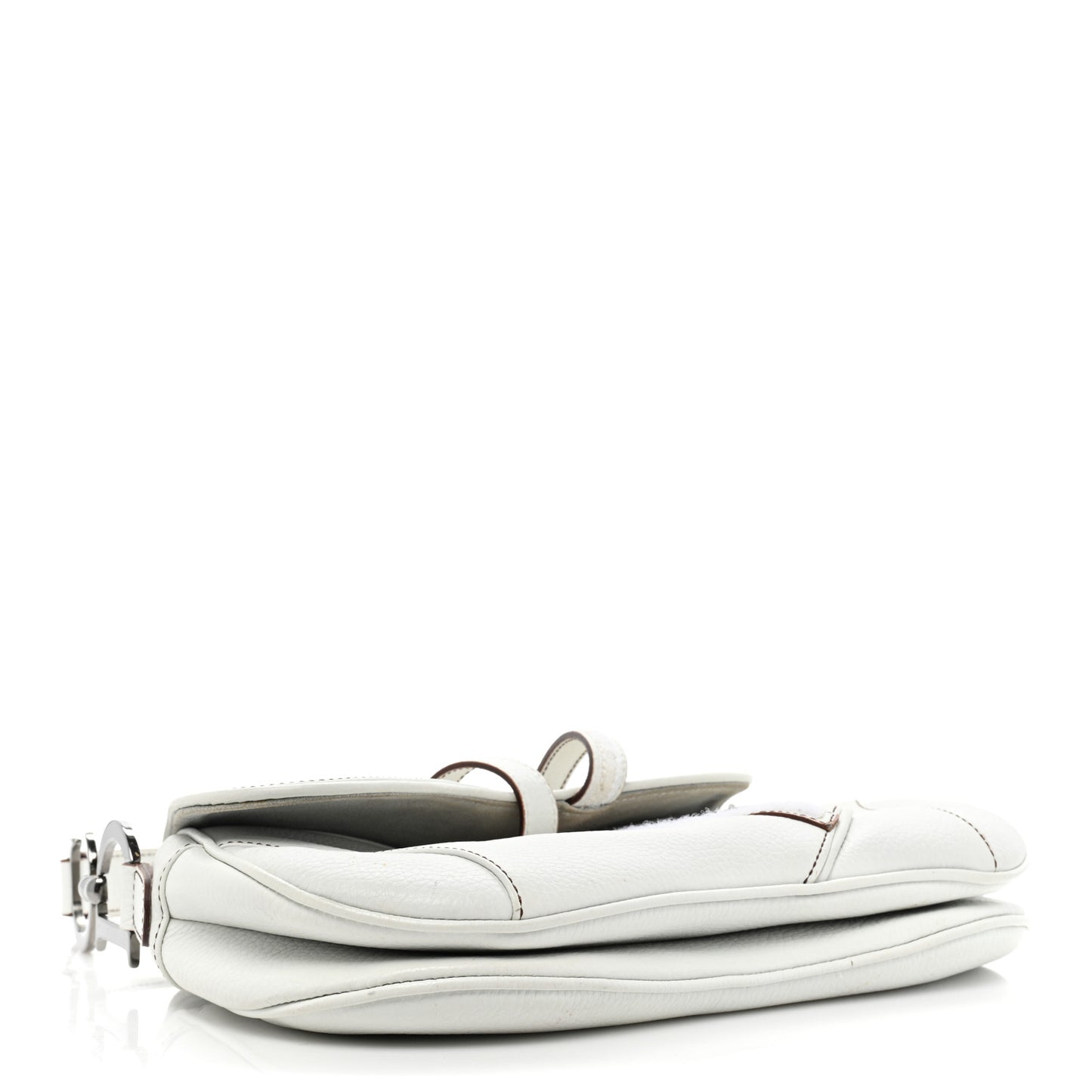 Calfskin Double Saddle Bag White
