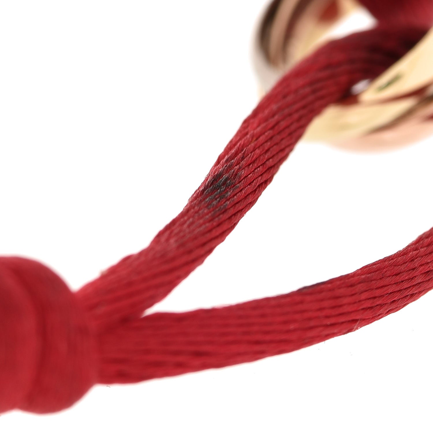 Cartier 18K Pink Yellow White Gold Trinity Cord Bracelet Red 9 of 10
