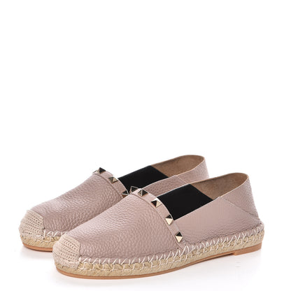 Valentino Garavani Pebbled Calfskin Rockstud Espadrilles 35 Poudre 3 of 9