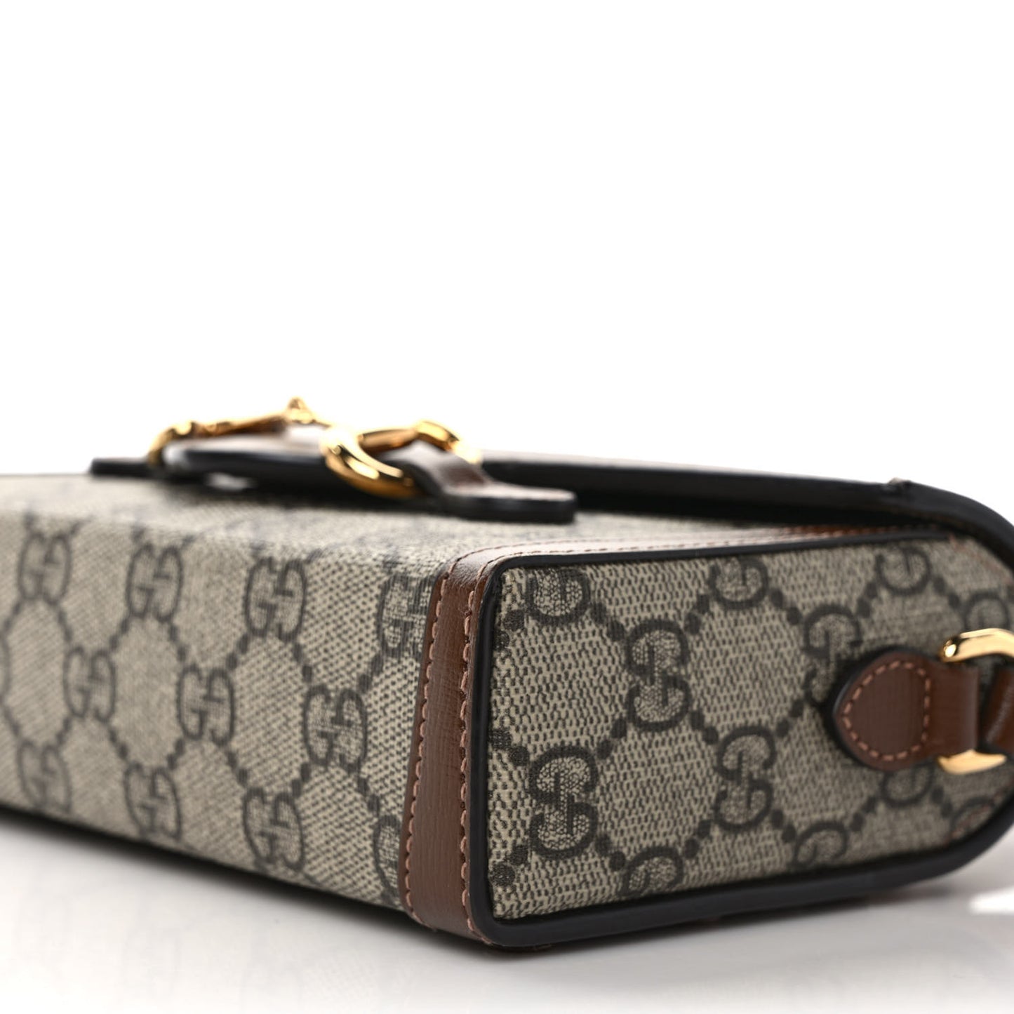 GG Supreme Monogram Mini Horsebit 1955 Shoulder Bag Beige Brown Sugar