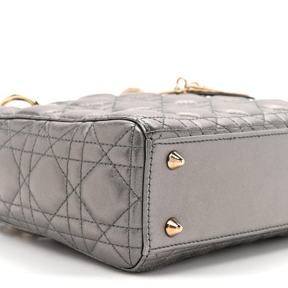 Christian Dior Metallic Lambskin Cannage Small My ABCDior Lady Dior Dark Silver 9 of 11