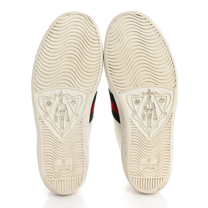 Gucci Calfskin Ayers Bee Embroidered Womens Ace Sneakers 36 White Green 7 of 10
