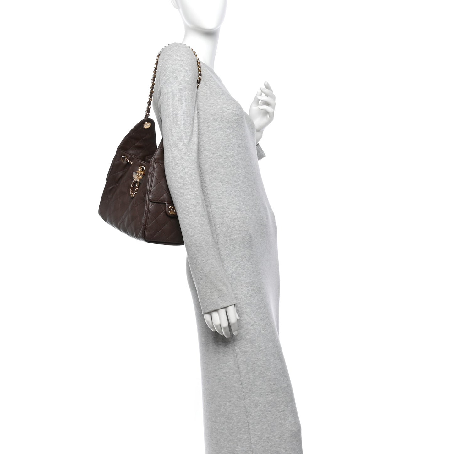 Caviar Quilted Small Chanel 25 Handbag Dark Brown