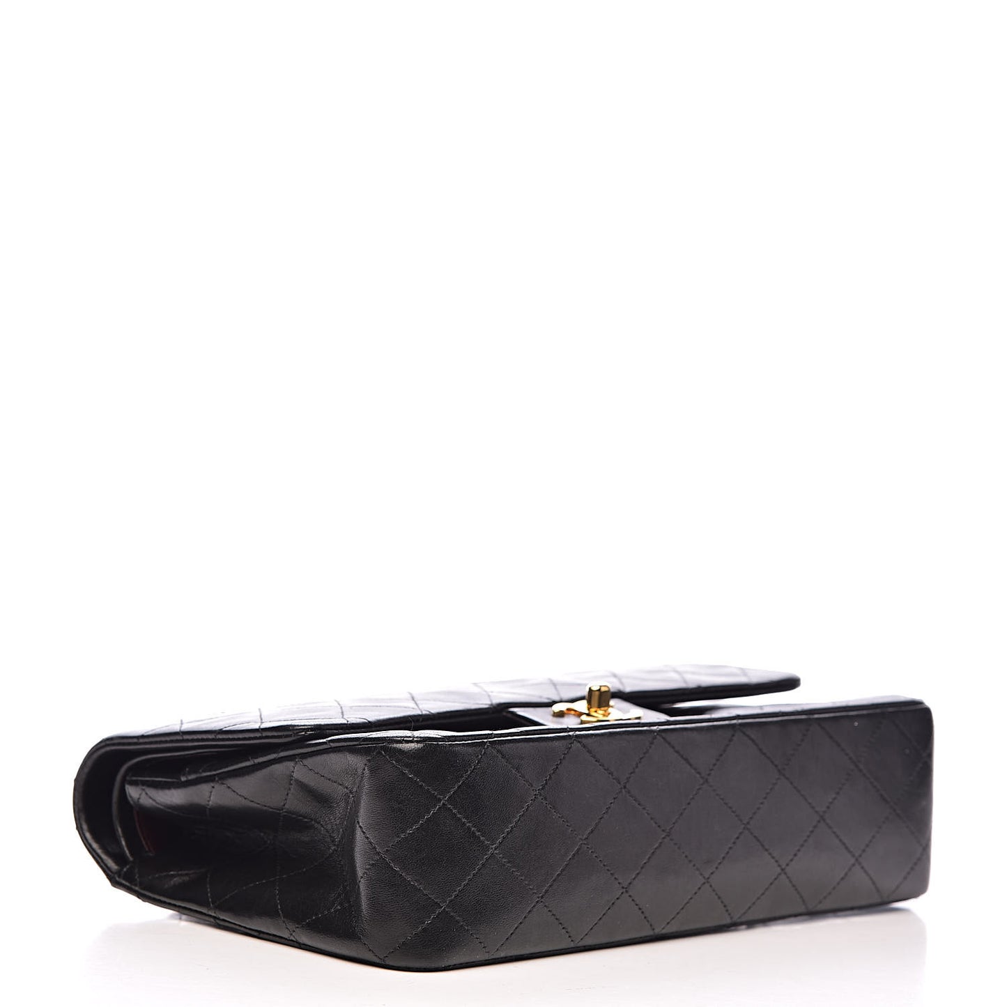 Lambskin Quilted Medium Double Flap Black