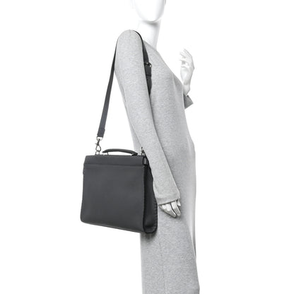 Fendi Cuoio Romano Selleria Bi-Color Large Peekaboo Iconic Fit Satchel Asfalto Lavagna 2 of 10