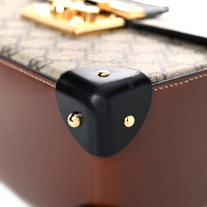 Gucci GG Supreme Monogram Small Padlock Bamboo Shoulder Bag Beige Black Cuir 9 of 16