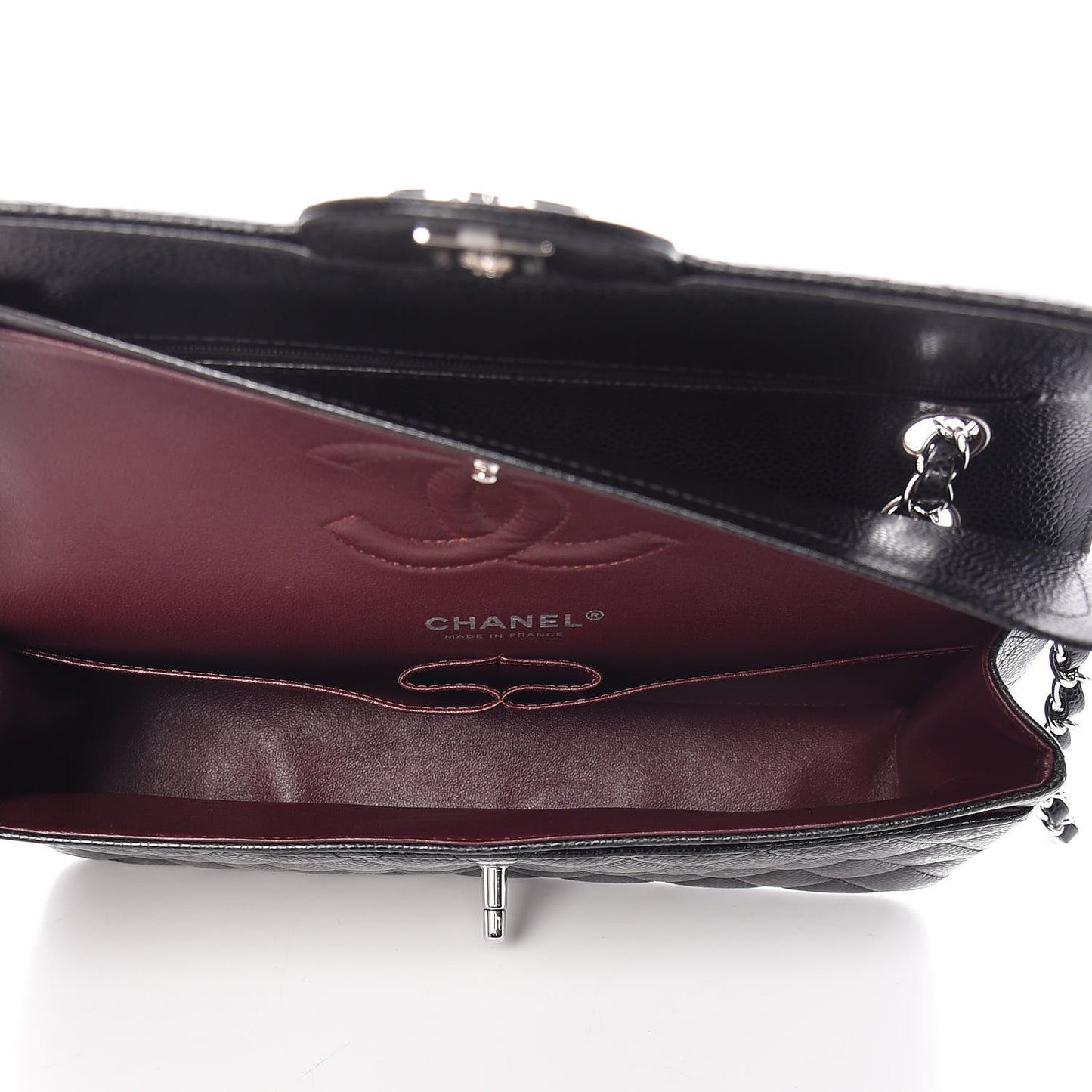 Caviar Quilted Medium Double Flap Black