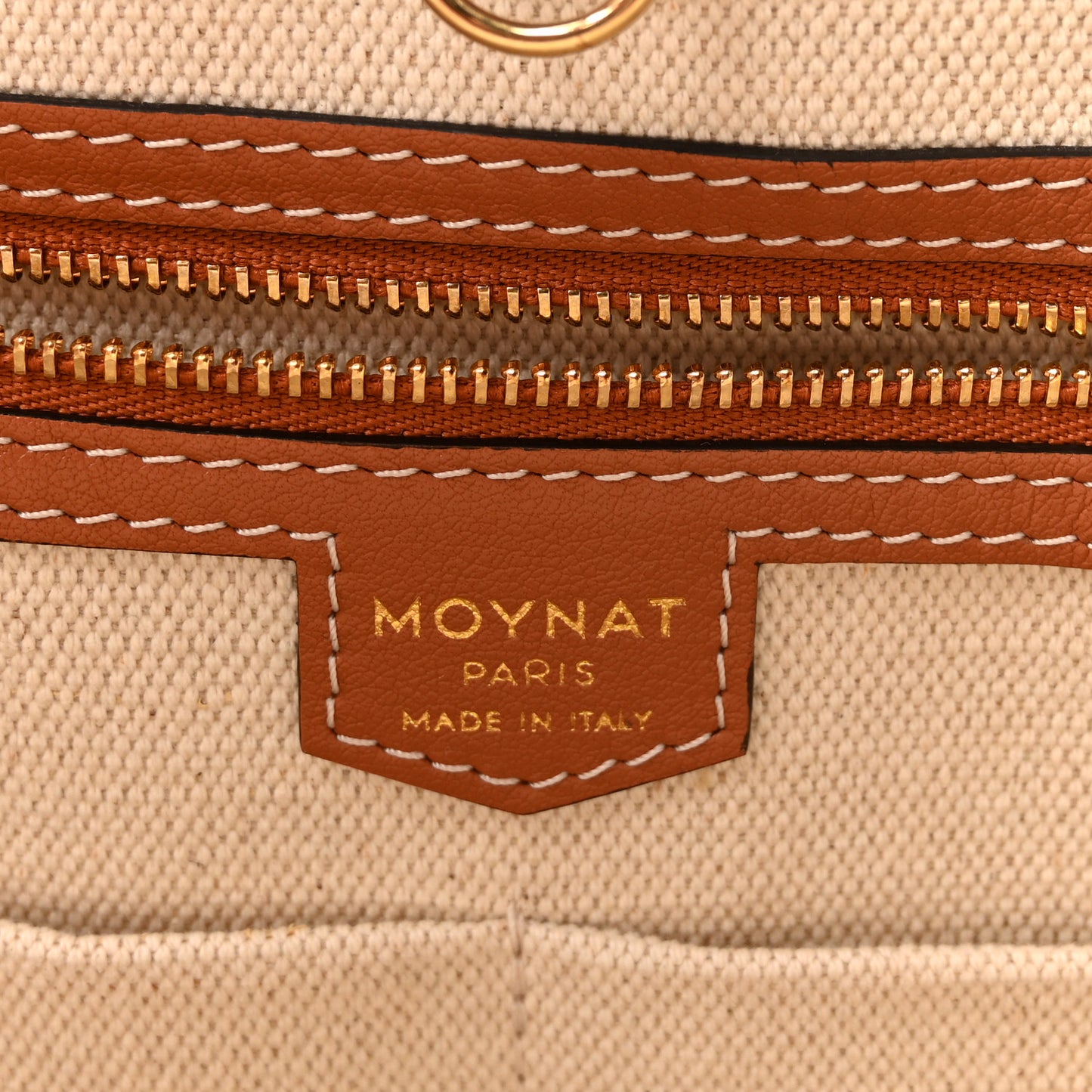 Calfskin Canvas M Tote PM Brown