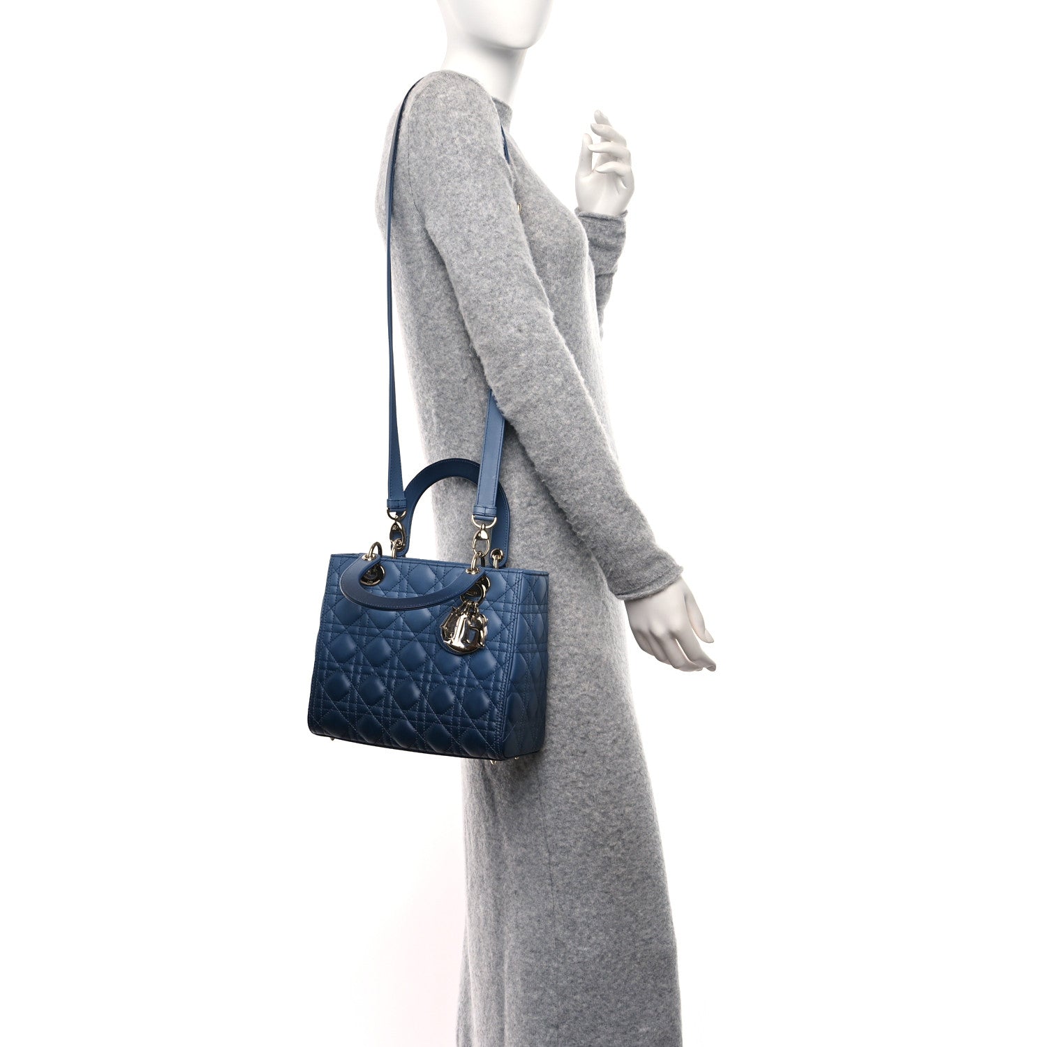 Christian Dior Lambskin Cannage Gradient Medium Lady Dior Blue 2 of 9